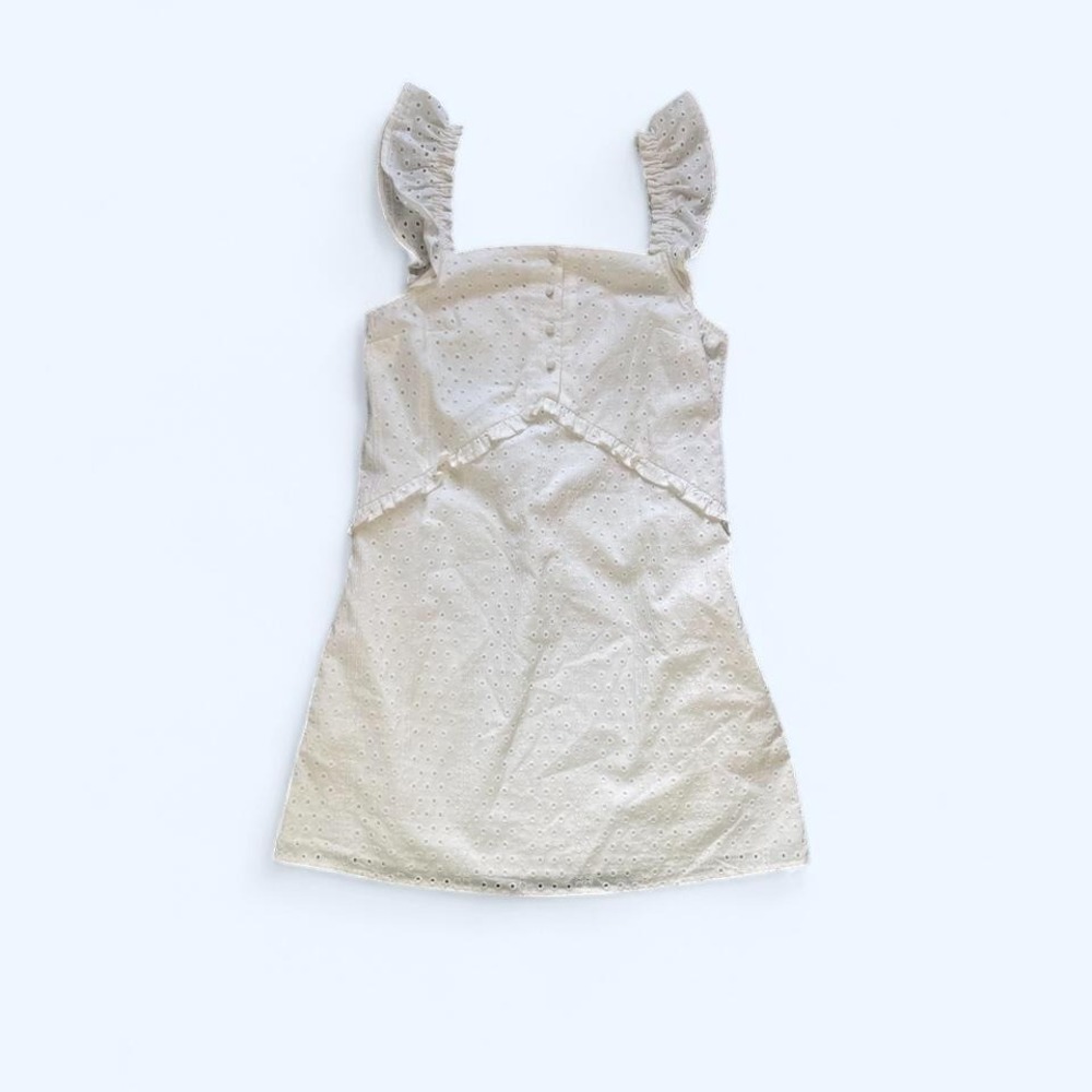 Eyelet mini white lace dress with ruffled straps size‎ S by Ali & Jay